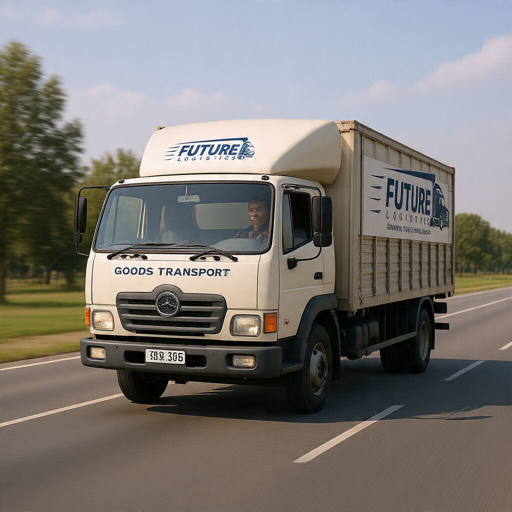 Future Logistics branded truck on a Pakistani highway
