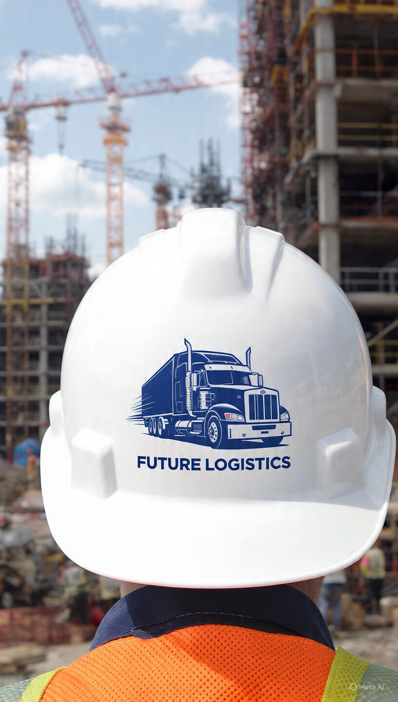 Future Logistics hard hat at a construction project site